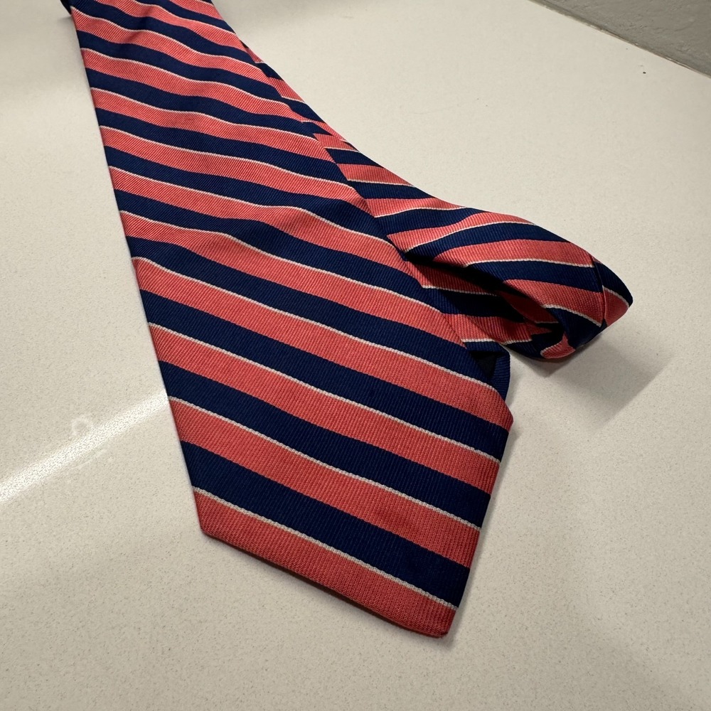 Brooks Brothers Tie Blue Pink Repp Stripe Makers Mens 100% Silk Repp Necktie USA